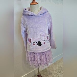 NWT Zunie Lavender Tank Sequin Dress W/Fur Hooded Pullover Jacket Girls Size 6
